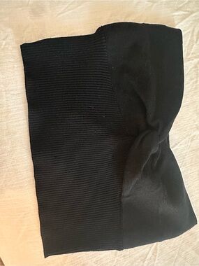 Papermoon Black Ribbed Twist-Front Crop Top